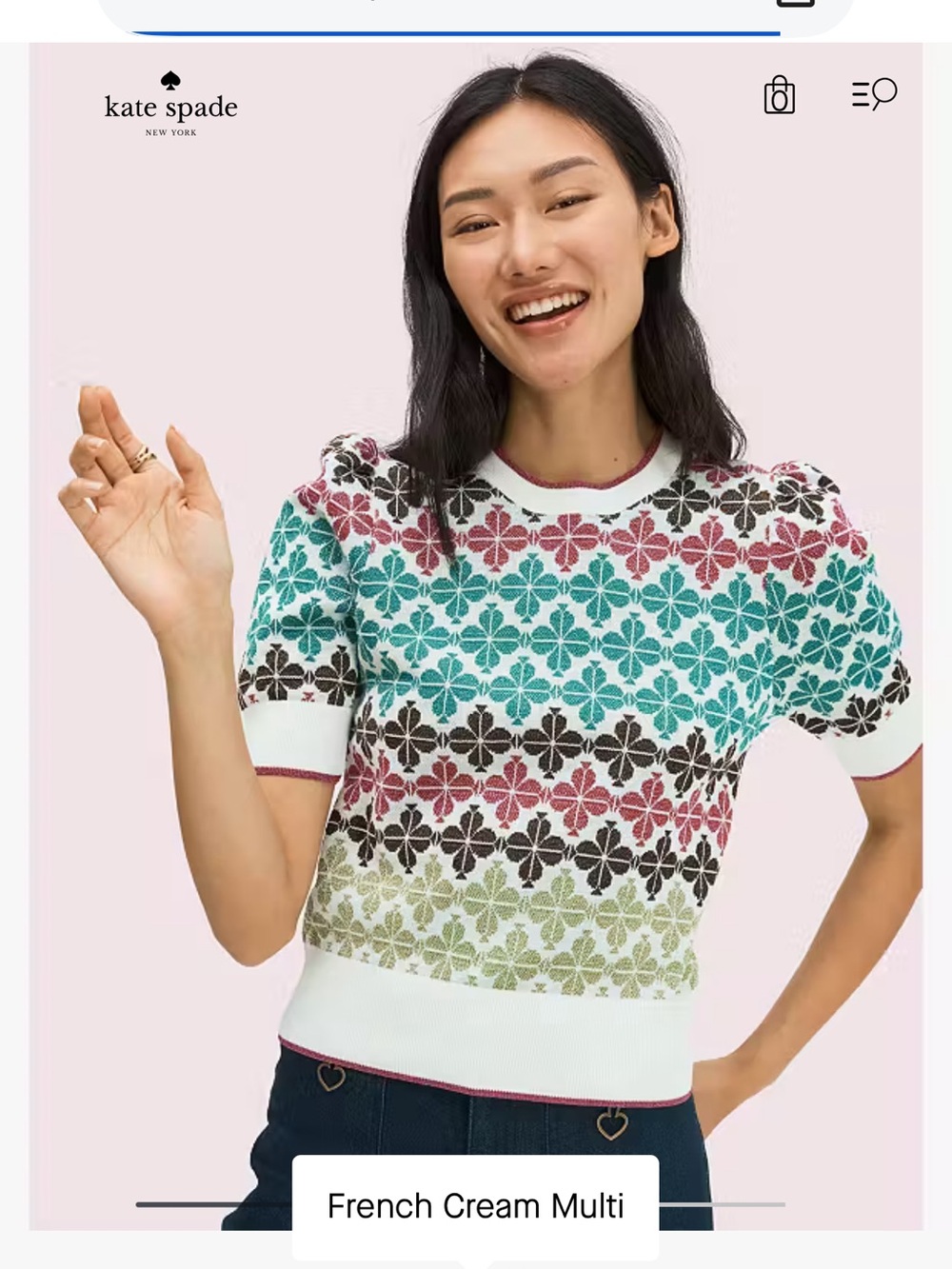NWOT Kate Spade Spade Flower Puff Sleeve Sweater